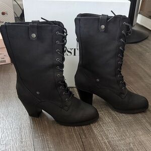 JustFab “Juhi” Black Lace-Up Boots – Size 9